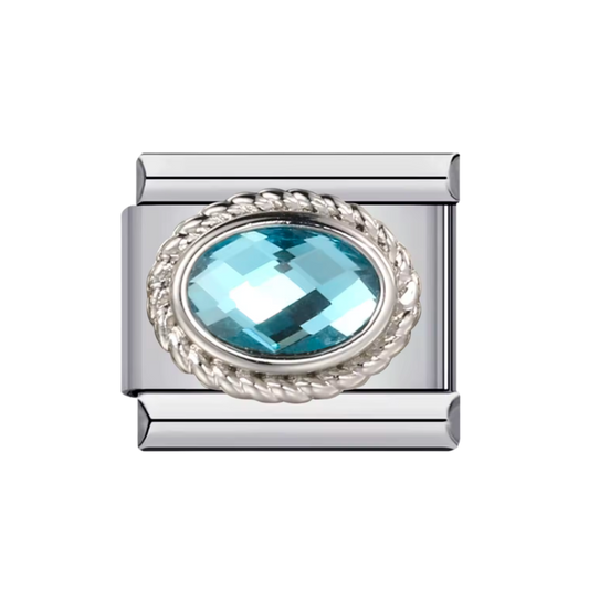 Blue Stone With Silver Frame Charm