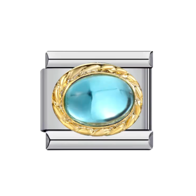 Blue Stone With Gold Frame Charm