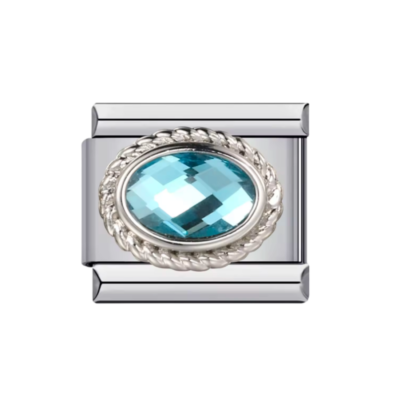 Blue Stone With Silver Frame Charm