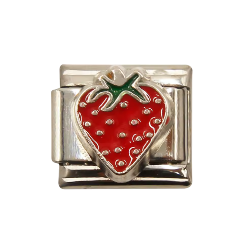 Strawberry On Silver Charm