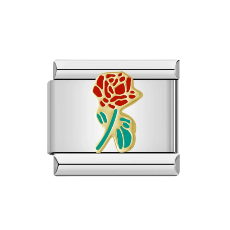 Rose Charm On Silver